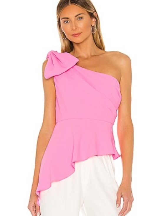 Amanda Uprichard Tops - Amanda Uprichard Hot Pink One-Shoulder Top with Bow Detail 1018